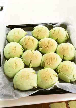 緑色のメロンパン-レシピのメイン写真