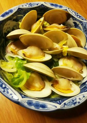 ホンビノス貝とキャベツDE酒バター蒸し♪-レシピのメイン写真