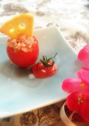 生チーズのチーザでハム入りトマトカップ-レシピのメイン写真