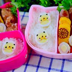 รูปของ 幼稚園 お弁当♡うずらの卵でクマ パンダ