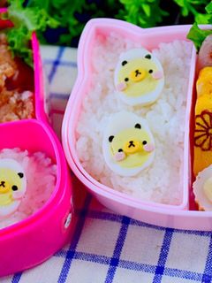 幼稚園 お弁当♡うずらの卵でクマ パンダ-レシピのメイン写真