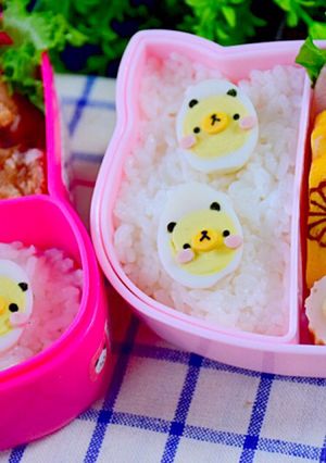 幼稚園 お弁当♡うずらの卵でクマ パンダ-レシピのメイン写真