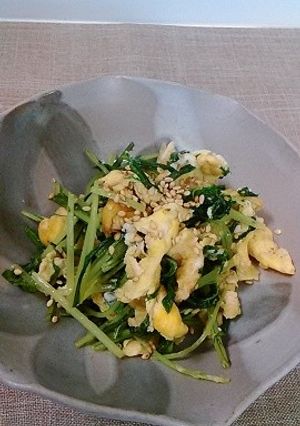 水菜と卵のめんつゆ炒め♪-レシピのメイン写真