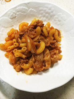 簡単☆豚肉とマカロニのケチャップ炒め-レシピのメイン写真