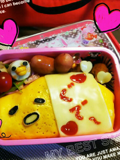 ぐでたまオムライス弁当⭐ちくわ鳥付-レシピのメイン写真