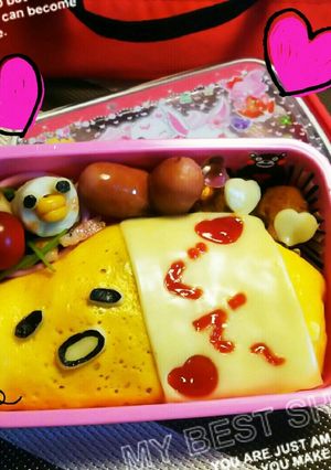 ぐでたまｵﾑﾗｲｽ弁当⭐ちくわ鳥付-レシピのメイン写真