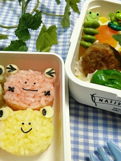 デコ弁☆ちぎりむすびでカエルさんの梅雨弁-レシピのメイン写真