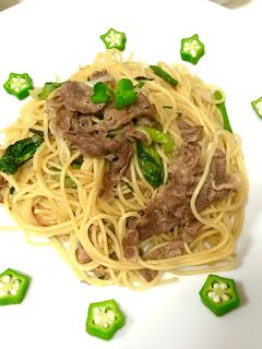 牛肉小松菜もやしのヘルシー和風パスタ⭐︎-レシピのメイン写真