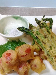アスパラとトマトのフリッター風♪-レシピのメイン写真