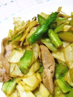 キャベツとアスパラのレモン塩炒め-レシピのメイン写真