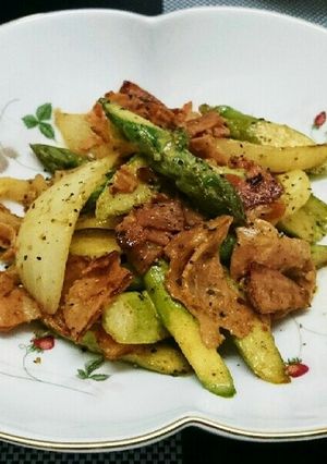 アスパラ･ベーコンのマヨカレー粉炒め♡-レシピのメイン写真