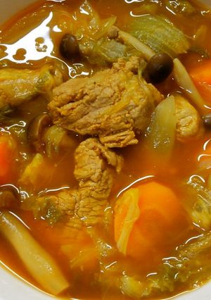 豚肉とレタスの野菜カレー風煮込みスープ♪-レシピのメイン写真
