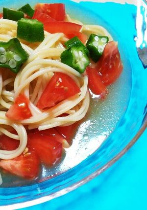 飲干す１皿！トマトオクラのスープスパ-レシピのメイン写真