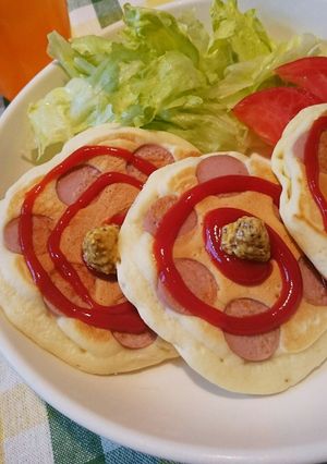 男の朝食☆アメリカンドッグ風パンケーキ☆-レシピのメイン写真