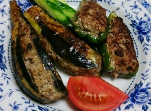 ピーマンの肉詰め なすのはさみ焼きも～-レシピのメイン写真