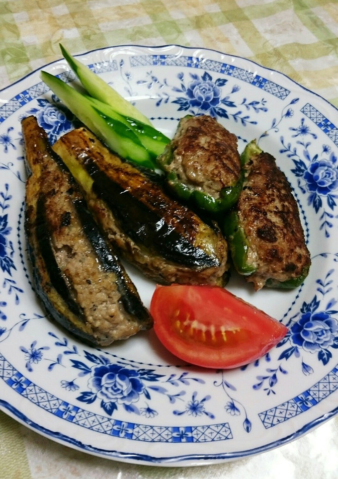 ピーマンの肉詰め なすのはさみ焼きも～-レシピのメイン写真