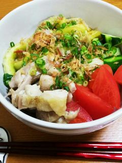 鶏肉とお茄子のそうめん♪-レシピのメイン写真