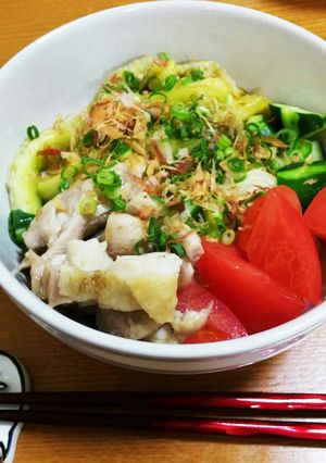 鶏肉とお茄子のそうめん♪-レシピのメイン写真