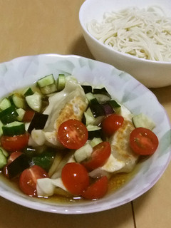 餃子と夏野菜のつけめんだれ-レシピのメイン写真