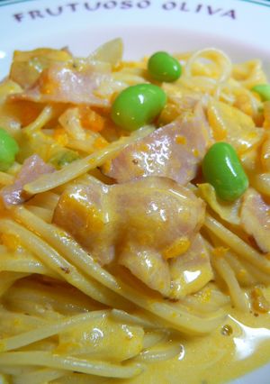 カボ☆ナーラ（かぼちゃでカルボナーラ風）-レシピのメイン写真
