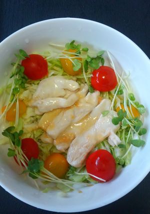 おかずサラダ！鶏ムネ肉の味噌マヨネーズ♪-レシピのメイン写真