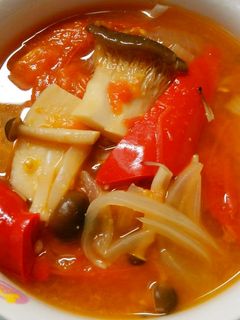 簡単!トマトとパプリカきのこの中華スープ-レシピのメイン写真