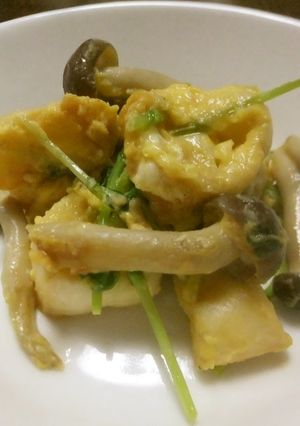 豆苗とお麩の卵炒め-レシピのメイン写真