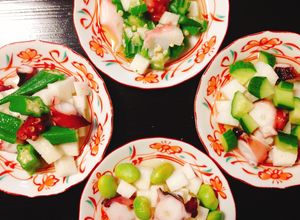 長芋、お好きな海鮮夏野菜でコロコロ酢の物-レシピのメイン写真