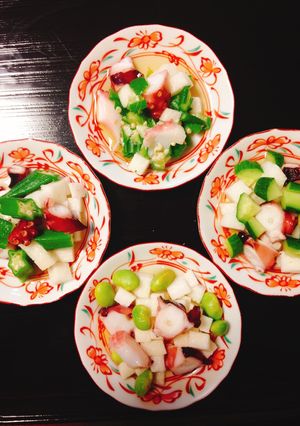 長芋、お好きな海鮮夏野菜でコロコロ酢の物-レシピのメイン写真
