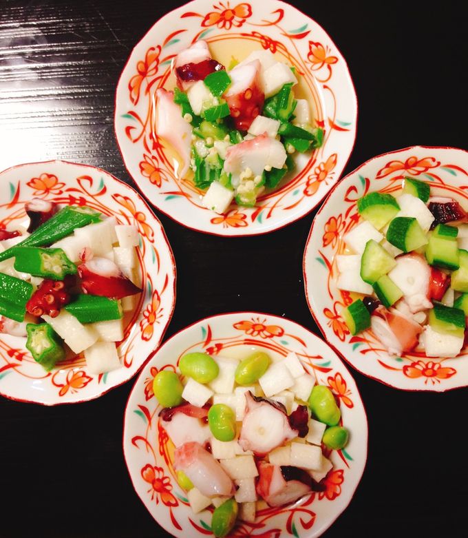 長芋、お好きな海鮮夏野菜でコロコロ酢の物-レシピのメイン写真