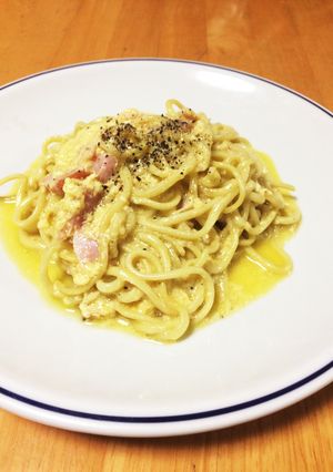 焼きそば麺でカルボナーラ！-レシピのメイン写真