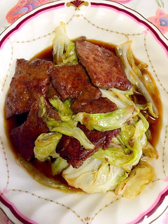 簡単な貧血予防レバーとキャベツ炒めて-レシピのメイン写真