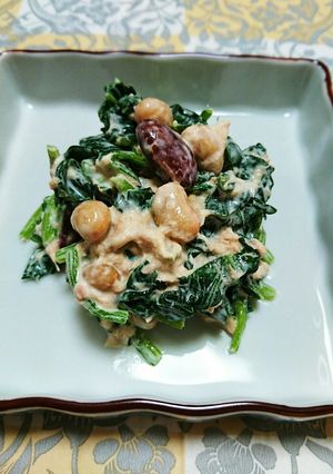 ほうれん草とお豆のあえ物-レシピのメイン写真