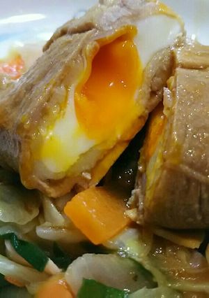 簡単！変身！豚玉のっけて野菜炒め-レシピのメイン写真