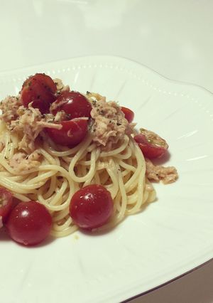 簡単すぎる冷製ツナトマパスタ。-レシピのメイン写真