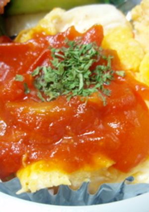 弁当用☆トマトソースかけトマトオムレツ　-レシピのメイン写真