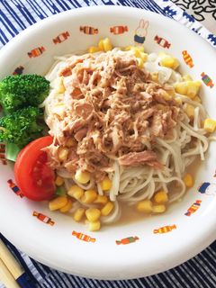 簡単!サラダ素麺☆胡麻ミルク&麺つゆで♬-レシピのメイン写真