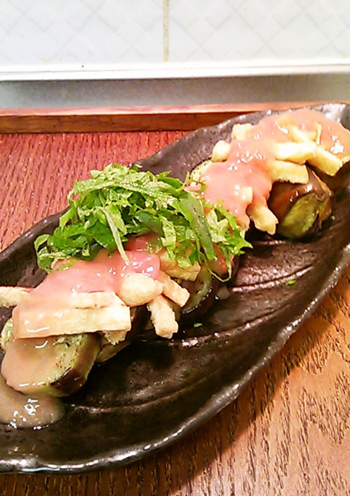 ナスと油揚げ焼き梅肉ソースかけ-レシピのメイン写真
