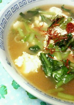 ピリ辛ヘルシー♡小松菜豆腐♡味噌ラーメン-レシピのメイン写真