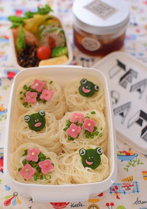【キャラ弁】カエルのっけ素麵弁当-レシピのメイン写真