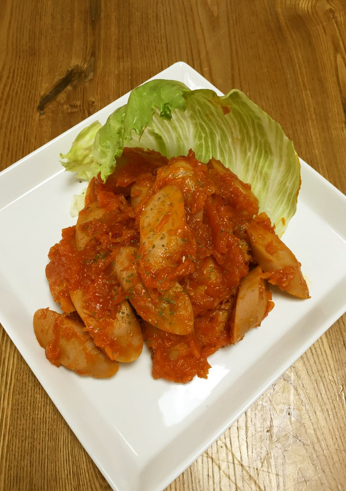 魚肉ソーセージと玉ねぎのケチャップ炒め-レシピのメイン写真