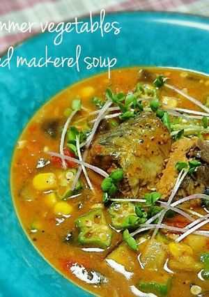 サバ缶de夏野菜のカレースープ♪-レシピのメイン写真