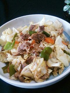 キャベツと牛肉の粒マスタード炒め♪-レシピのメイン写真