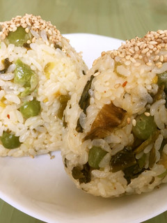 ☆ごま油香る 辛子高菜 豆 おにぎり-レシピのメイン写真