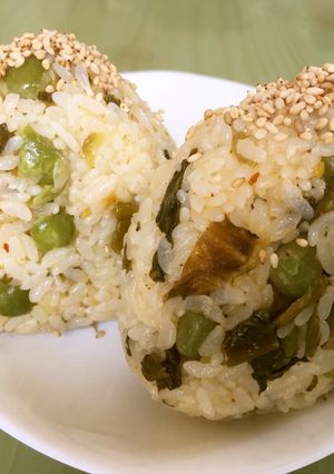 ☆ごま油香る 辛子高菜 豆 おにぎり-レシピのメイン写真