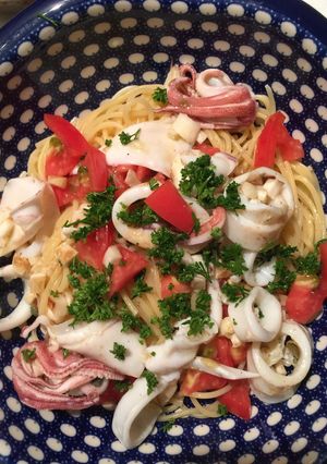 トロッとした冷たいパスタ・里芋と剣崎イカ-レシピのメイン写真
