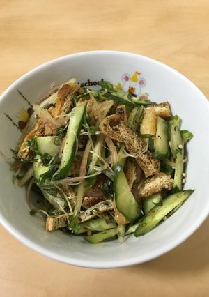 夏野菜と油揚げの梅香あえ-レシピのメイン写真