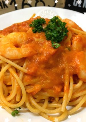 カルディ☆濃厚エビのトマトクリームパスタ-レシピのメイン写真