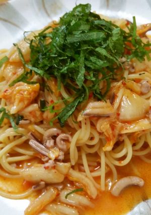塩辛とキムチのパスタランチ♪お一人様♪-レシピのメイン写真