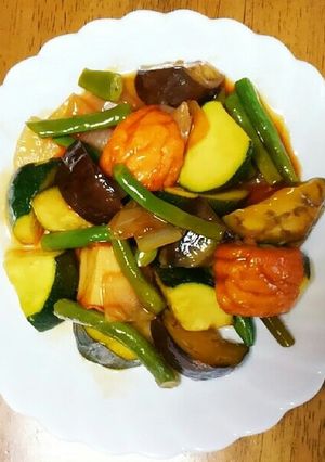 ガッツリ☆魚河岸揚と夏野菜で酢豚風-レシピのメイン写真